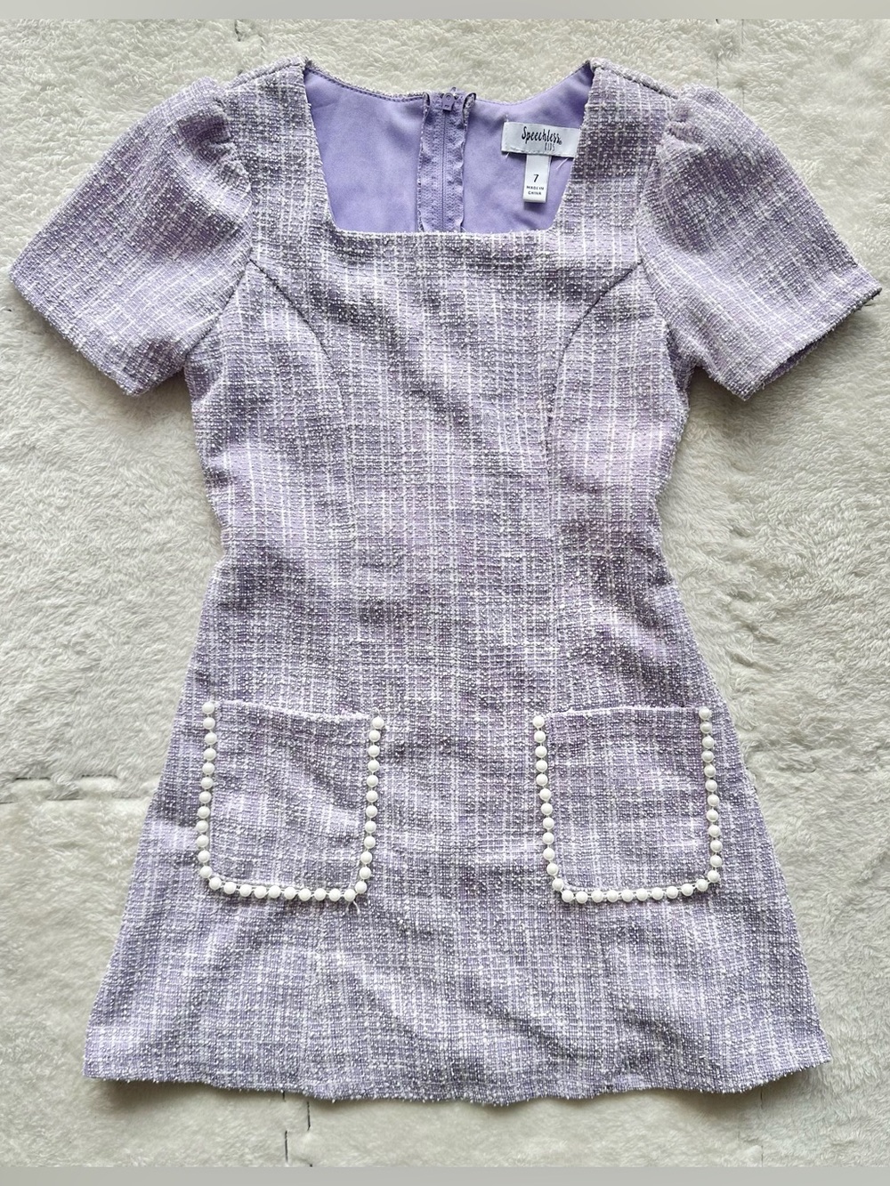 Speechless Kids Purple Tweed Dress, Size 7